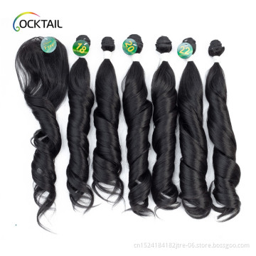 Imported japanese fiber angels hair synthetic weaves, black elegant korea heat resistant fiber synthetic hair weave in stock